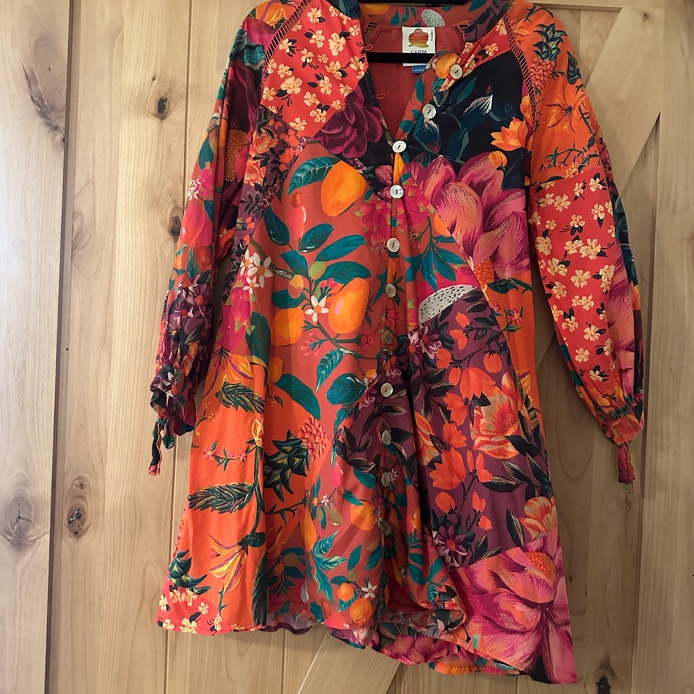 Farm Rio Vibrant Floral Button-Up Dress